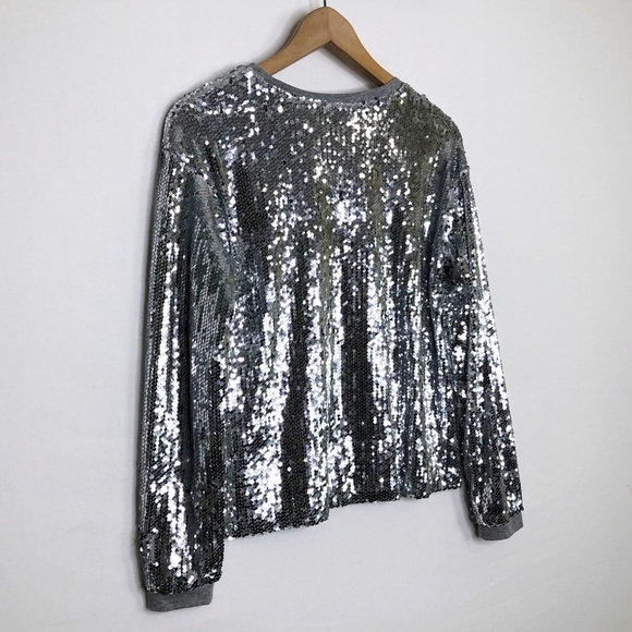 Eri & Ali by Anthropologie Babette Silver sequin top - Picture 6 of 11